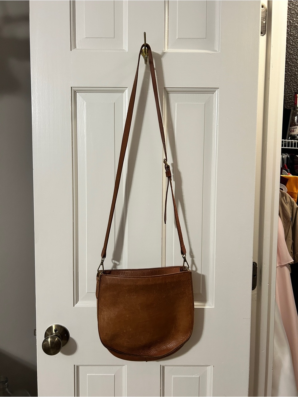 Madewell Brown Leather Crossbody Saddle Bag